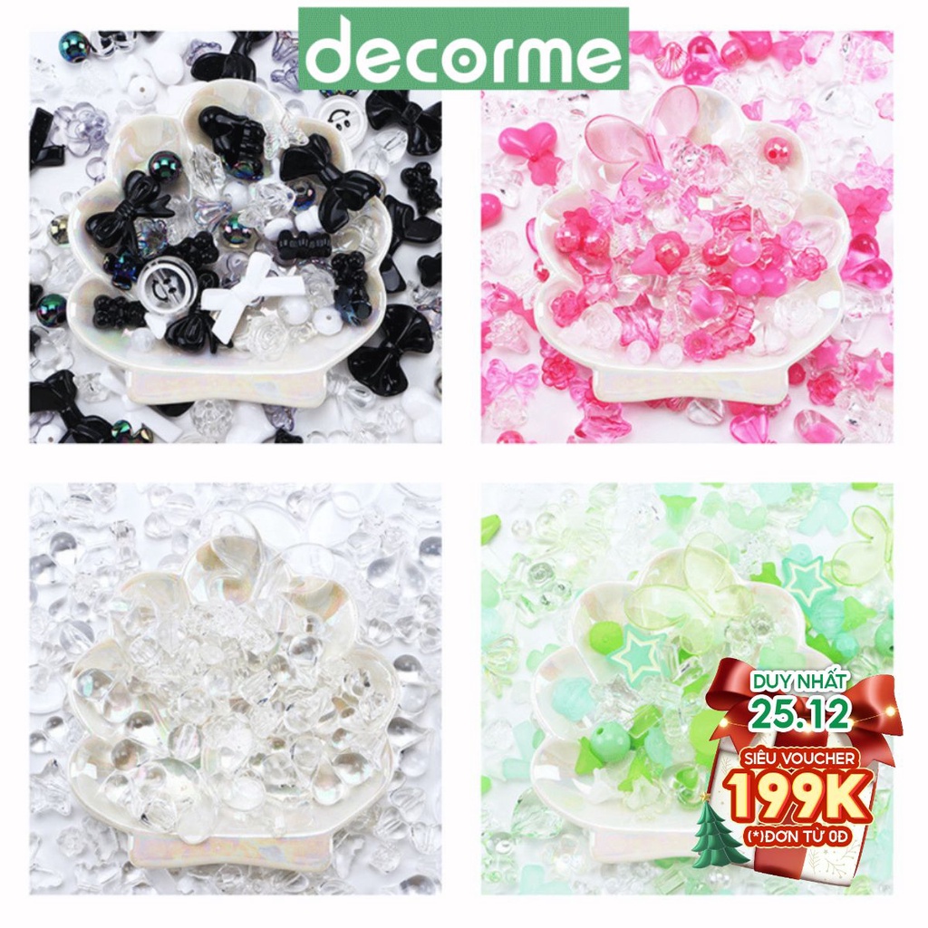Hạt Charm Nhựa Acrylic Decorme Đục Lỗ Dùng Để Làm Kẹp Tóc, Móc Khóa Trang Trí Collect Book, Điện Thoại DIY