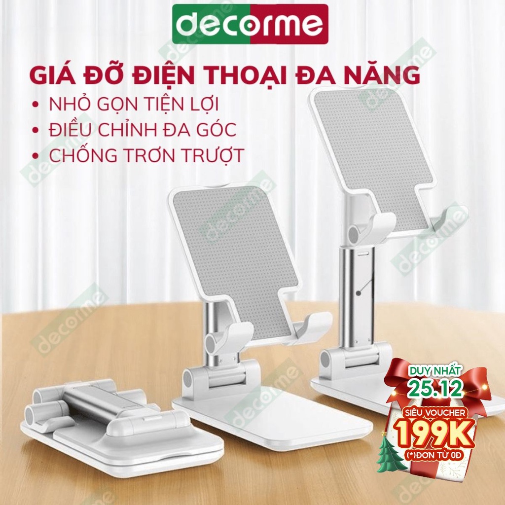 Giá đỡ điện thoại để bàn K3 Decorme nhỏ gọn điều chỉnh đa năng, để điện thoại máy tính bản gấp gọn đế vững chắc tiện lợi