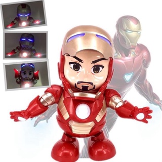 Đồ Chơi Siêu Nhân Iron Man Mở Mặt Nạ Nhảy Múa Theo Nhạc Có Đèn Led Nhựa
