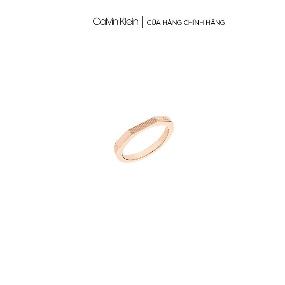Nhẫn Calvin Klein Nữ màu Vàng hồng SS22  - Faceted CK 35000189D