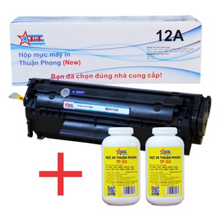 COMBO Hộp mực TPT Thuận Phong 12A (TỰ NẠP) + 2 lọ mực đổ TP03 cho máy in HP LJ 1010/ 1020/ 3050/ Canon LBP 2900/ 3000