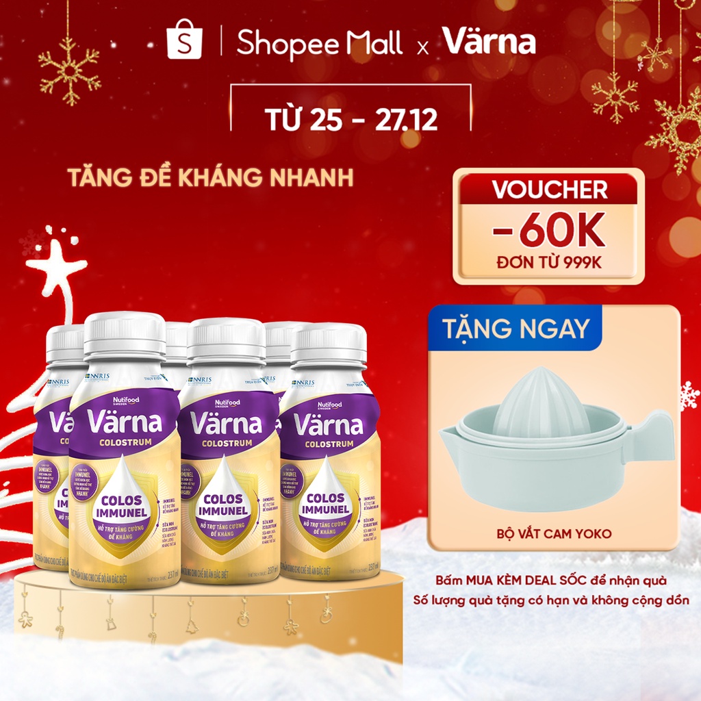 Lốc 6 chai sữa non Colostrum Värna pha sẵn (6 chai x 237ml) - Sữa Cho Người Già Tăng Cường Đề Kháng