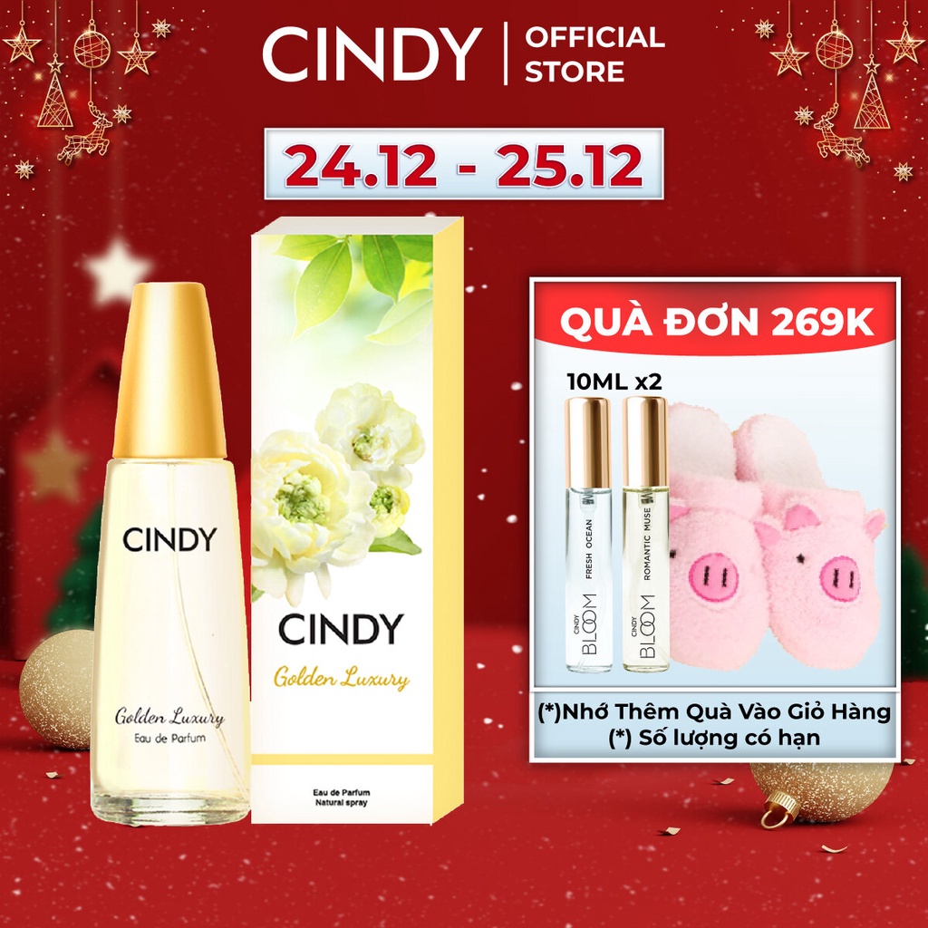 [24.12 - 25.12 - ĐƠN 269K TẶNG QUÀ 0Đ] Nước hoa nữ Cindy Golden Luxury mùi hương sang trọng quyến rũ 50ml