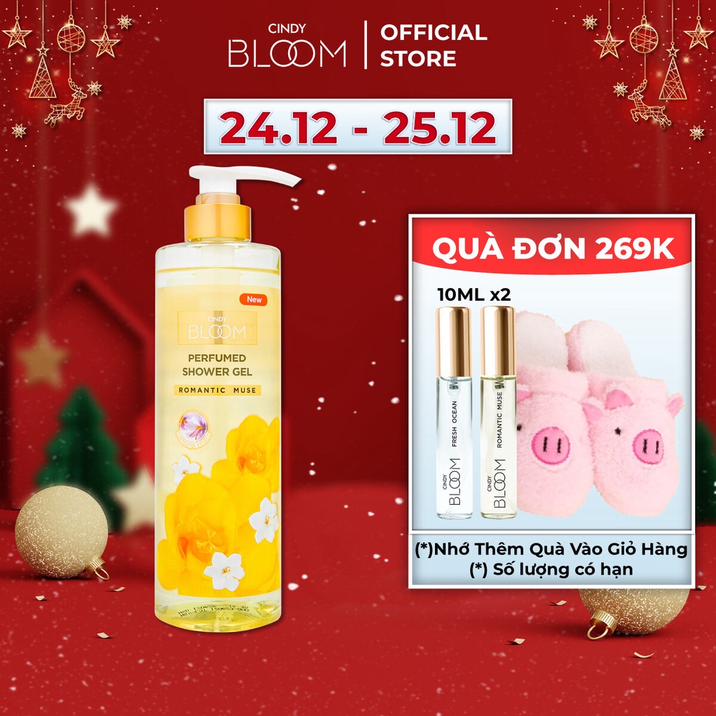 [24.12 - 25.12 - ĐƠN 269K TẶNG QUÀ 0Đ] Sữa tắm nước hoa Cindy Bloom Romantic Muse hương quyến rũ lãng mạn 640g