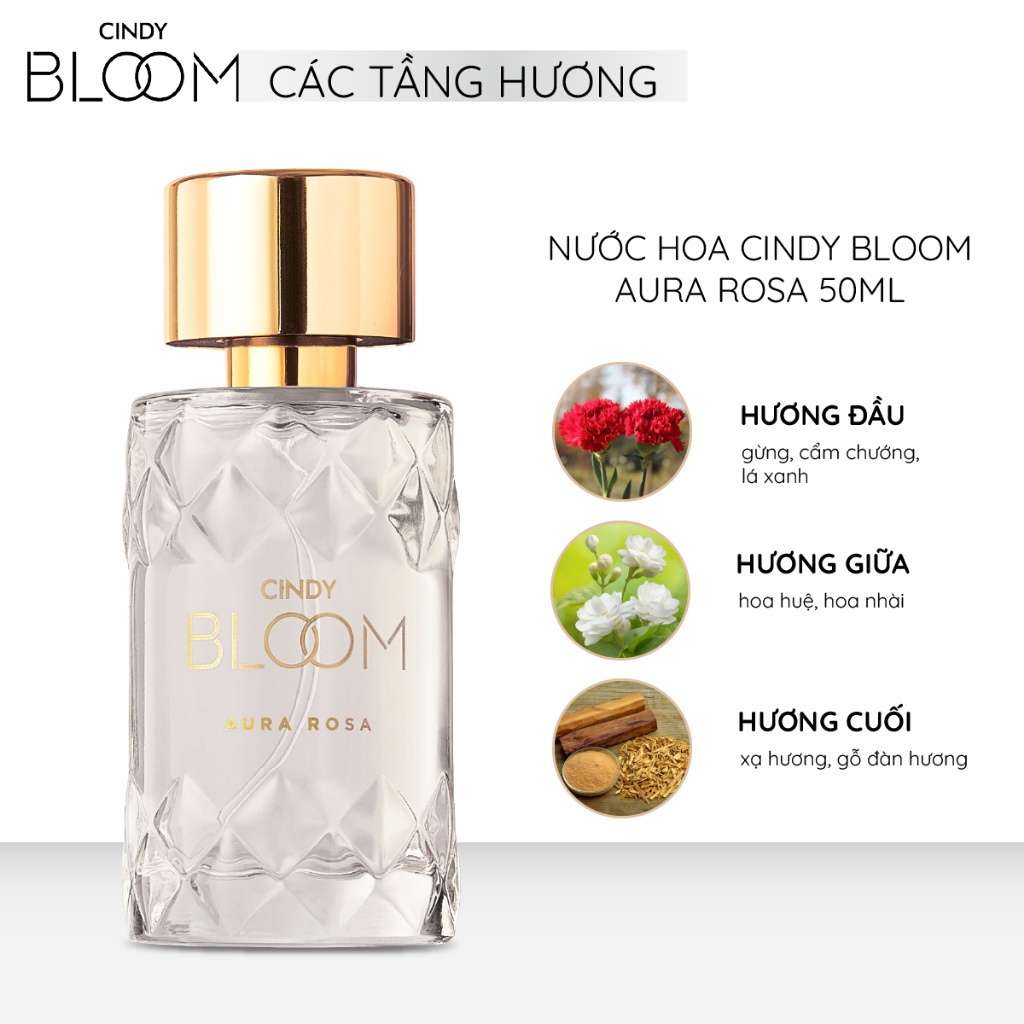 [24.12 - 25.12 - MUA LÀ CÓ QUÀ] Nước hoa nữ Cindy Bloom Aura Rosa Hương Kiêu Sa Sang Trọng 50ml