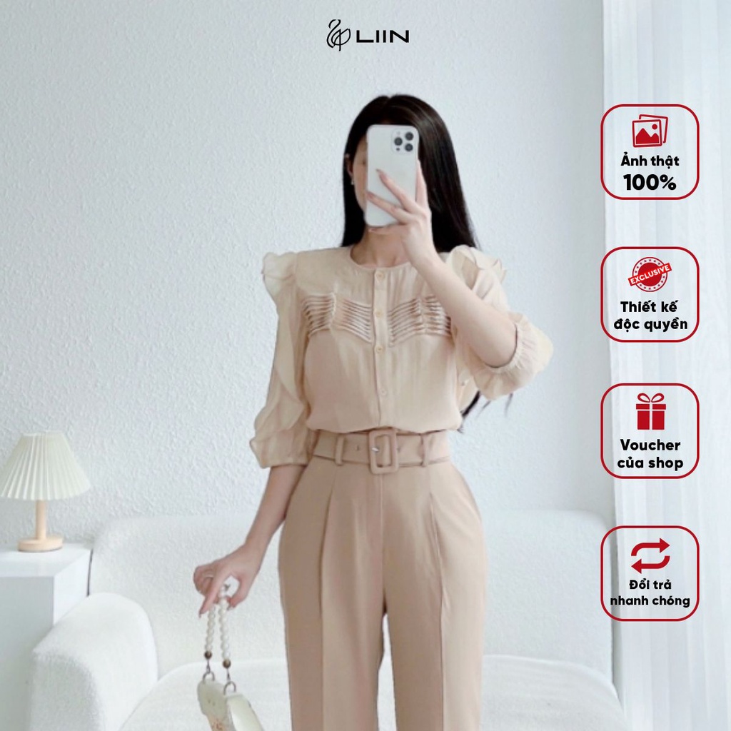 Áo Nữ Màu Be Thiết Kế Xếp Ly Ngực Liin Clothing Chất Liệu Cao Cấp - AKL340SBE-S23