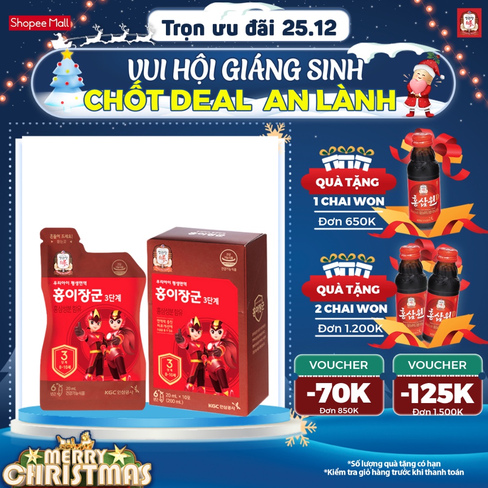 Hồng Sâm Hàn Quốc Cho Bé Cheong Kwan Jang KGC Kid Tonic Giai Đoạn 3 (8-10 tuổi) (20ml x 10 gói)