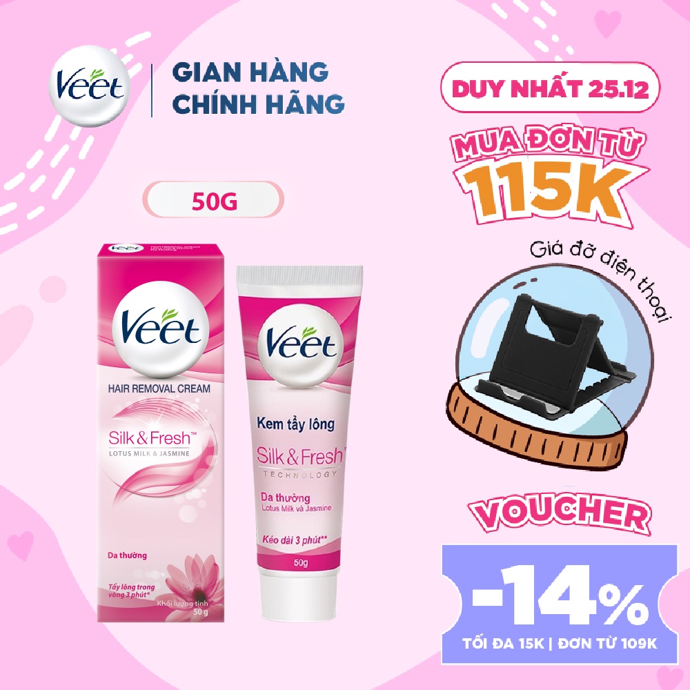 [Mã FMCGVEET71 giảm 8% đơn 150k] Kem Tẩy Lông Cho Da Thường Veet Silk Fresh 50G