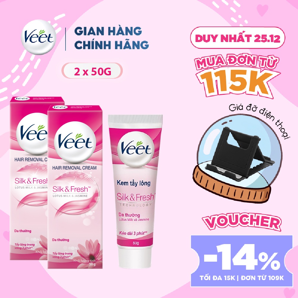 [Mã FMCGVEET71 giảm 8% đơn 150k] Combo 2 Kem tẩy lông cho da thường Veet Silk Fresh 50g/tuýp