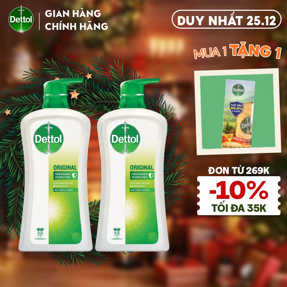 [ MÃ DETT11 GIẢM 20K ĐƠN 150K ]Combo 2 chai sữa tắm Dettol diệt khuẩn - Chai 950g