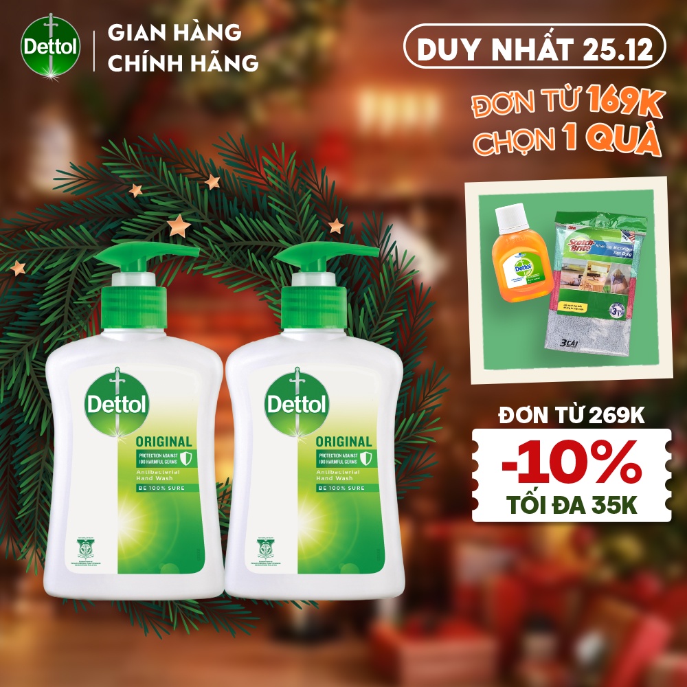 Combo 2 chai nước rửa tay Dettol kháng khuẩn - chai 250g