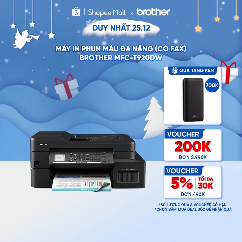 [Mã ELCL12 giảm 9% đơn 300K] Máy in phun màu đa năng (có Fax) Brother MFC-T920DW