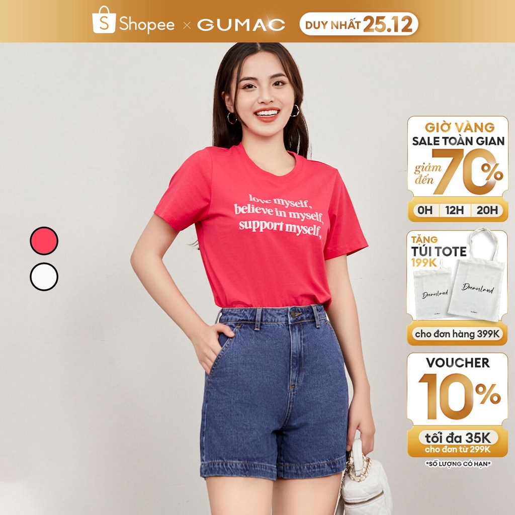 Áo thun in chữ thời trang GUMAC ATD12052