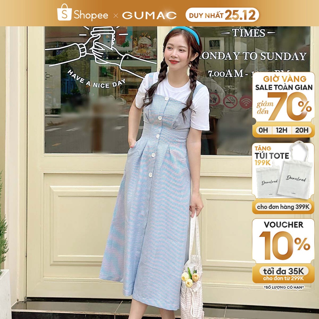 Đầm yếm nữ suông 2 dây nhiều màu trẻ trung năng động midi YA17