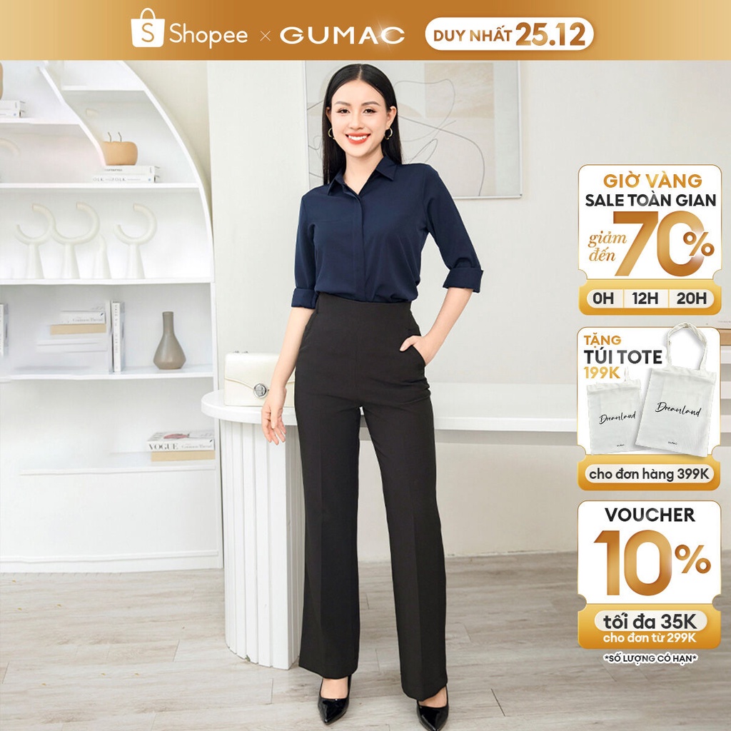 Quần túi kiểu lưng cao QD11034 thời trang GUMAC