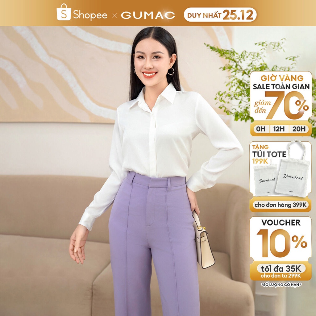 Áo sơ mi lụa gân AD11037 thời trang GUMAC