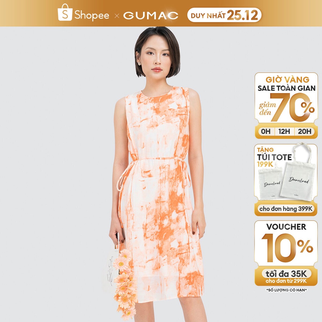 Đầm suông dây rút eo GUMAC DD04046