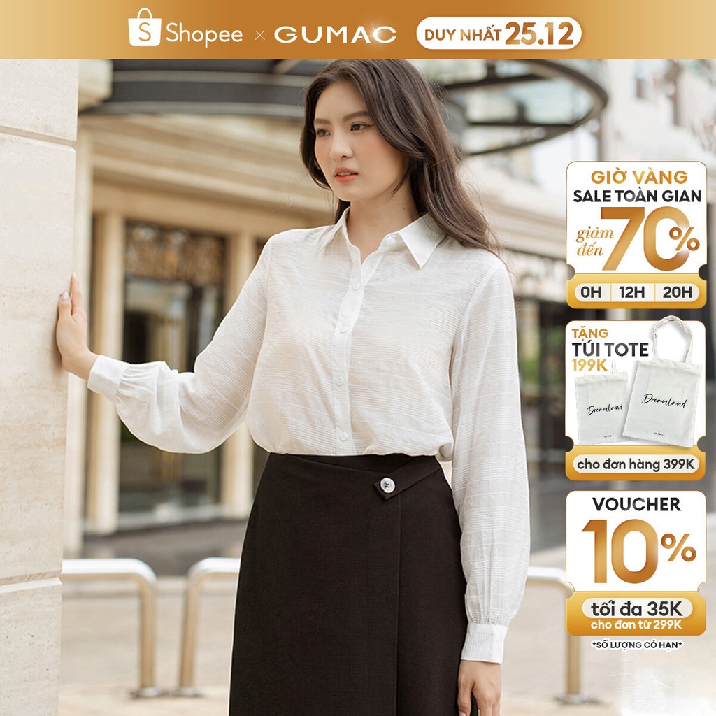 Áo sơ mi tơ sọc thời trang GUMAC AD06018