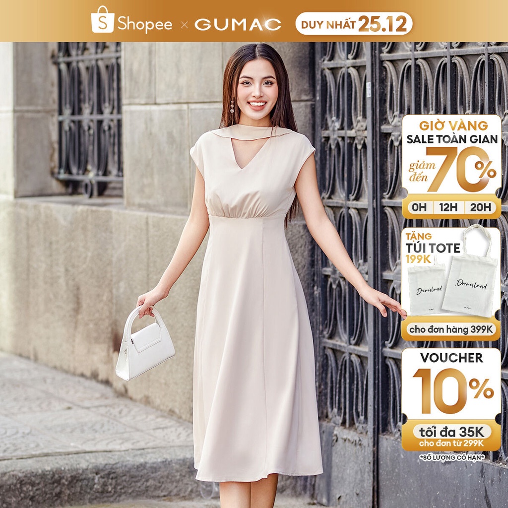 Đầm dáng A phối bèo DD11014 thời trang GUMAC