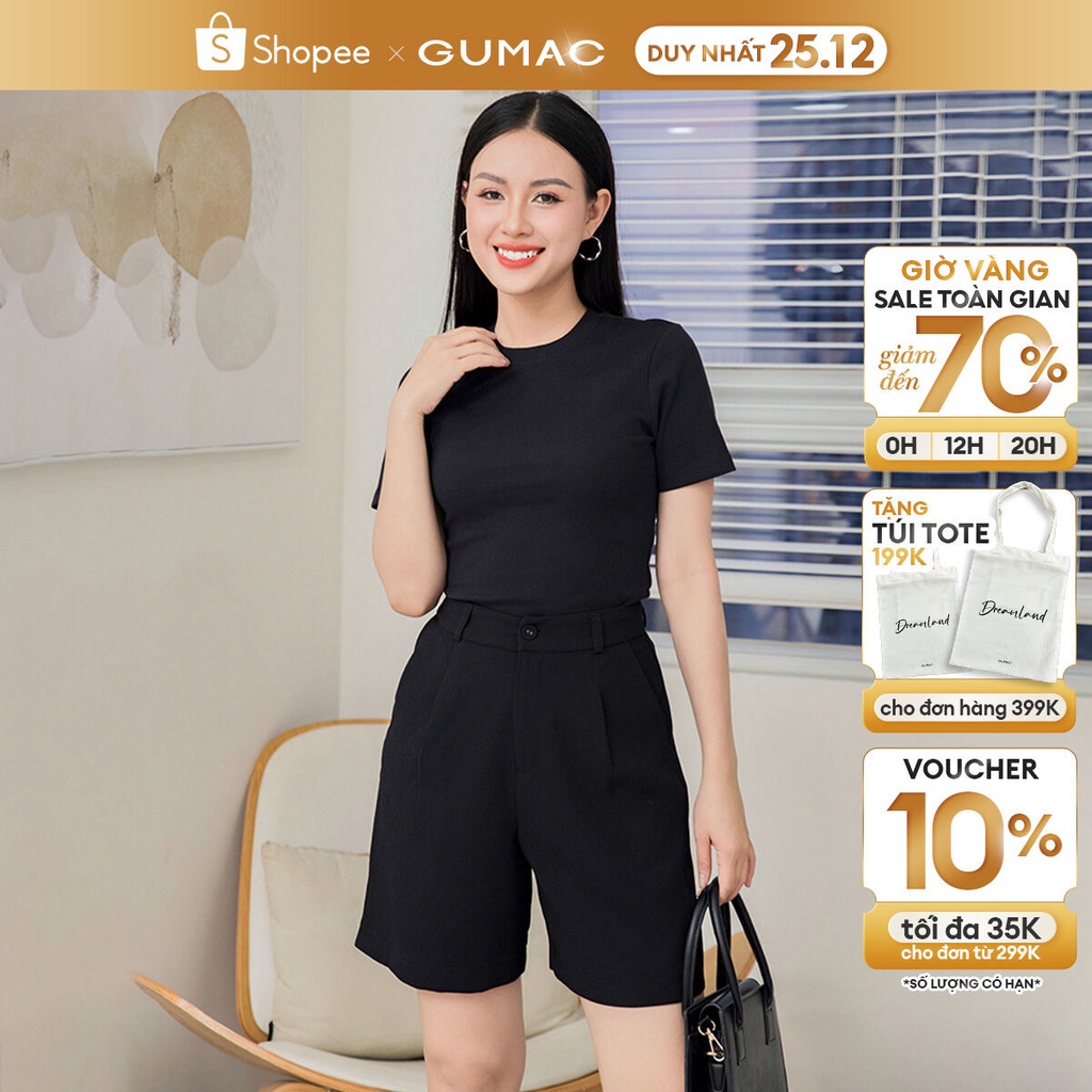 Quần short trơn phối túi GUMAC QD03064 - QD11019