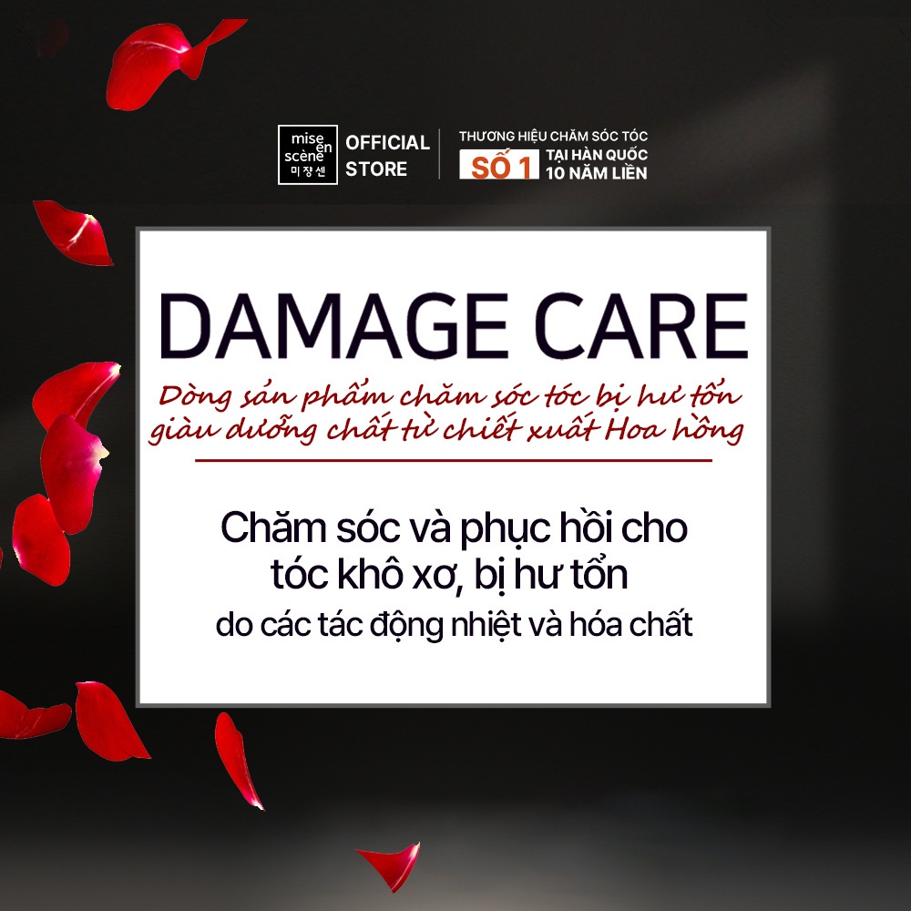 Bộ đôi Dầu gội và Kem ủ mise en scene Damage Care phục hồi tóc hư tổn nặng do hóa chất, giảm khô xơ 200ml + 180ml