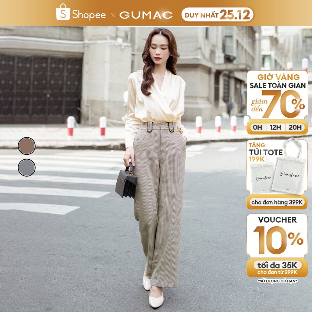 Quần tây ống suông công sở phối viền GUMAC QD03048