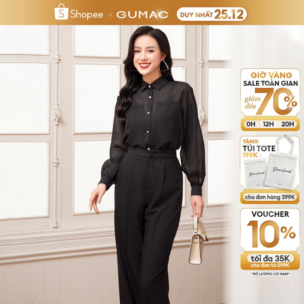 Áo sơ mi thắt nơ thời trang GUMAC AD10052