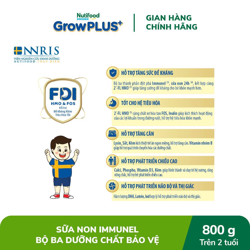 Sữa Bột Nutifood Sweden GrowPLUS+ Sữa Non Immunel trên 2 tuổi lon 800 g