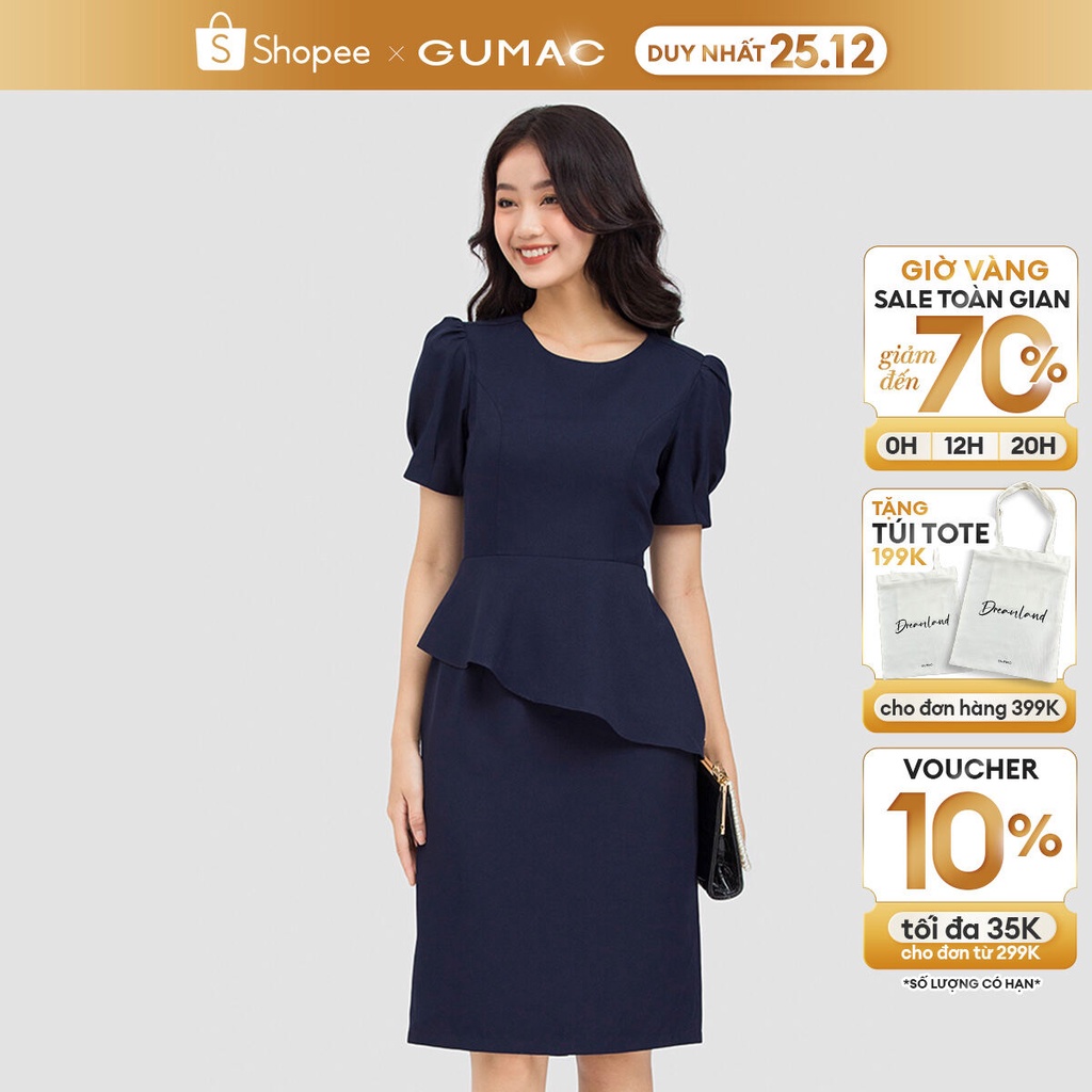 Đầm suông peplum DC06010 thời trang GUMAC