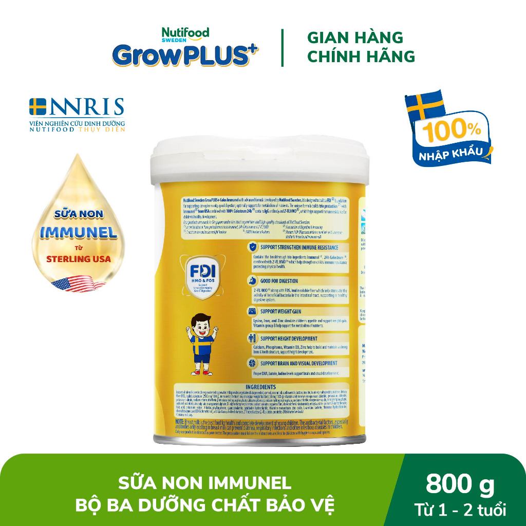 Sữa Bột Nutifood Sweden GrowPLUS+ Sữa Non Immunel từ lon 800 g