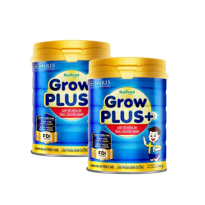 Combo 2 Sữa Bột Nutifood GrowPLUS+ Biếng Ăn 900g  - Tăng Cân Khỏe Mạnh (2 Lon x Lon 900g)