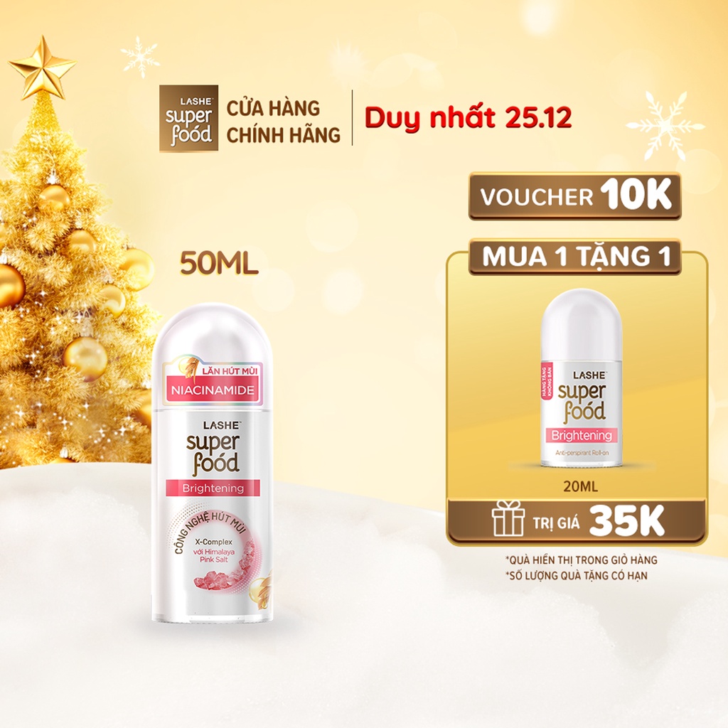 Lăn hút mùi LASHE SUPERFOOD dưỡng sáng da 50ml