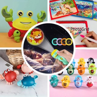 Combo 100k 5 món ( con cua + đèn pin chiếu hình + tranh nước ma thuật + rùa bơi + lật đật )