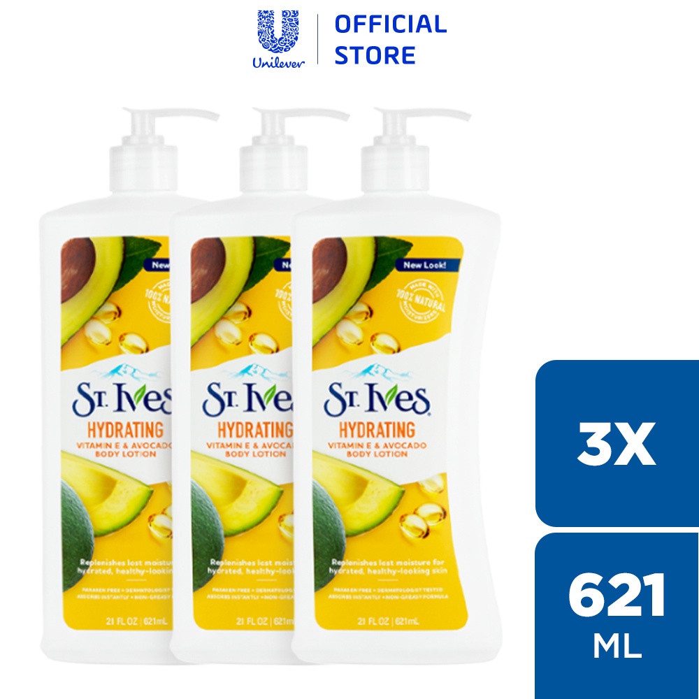 Combo 3 chai Sữa dưỡng thể ST.IVES Vitamin E và Bơ 621ml