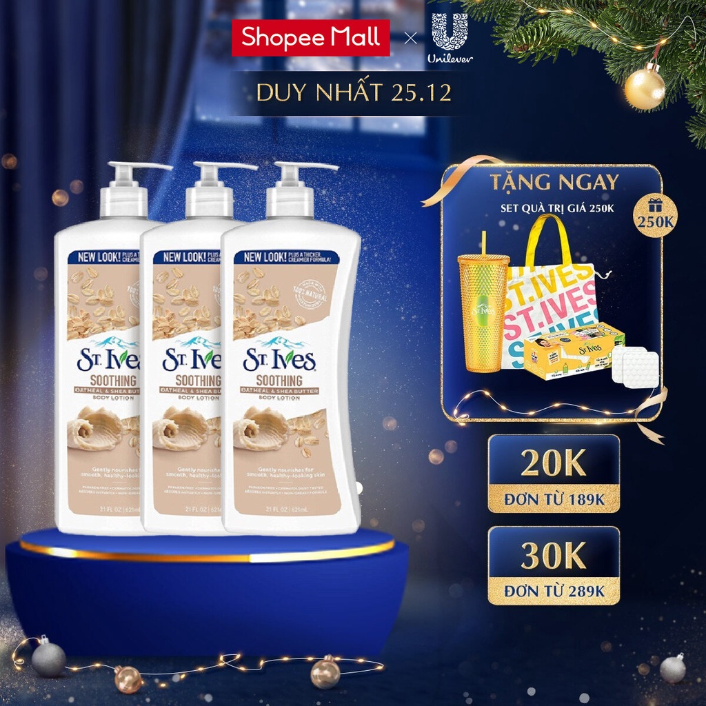 Combo 3 chai Sữa dưỡng thể St.Ives Yến Mạch và Bơ 621ml