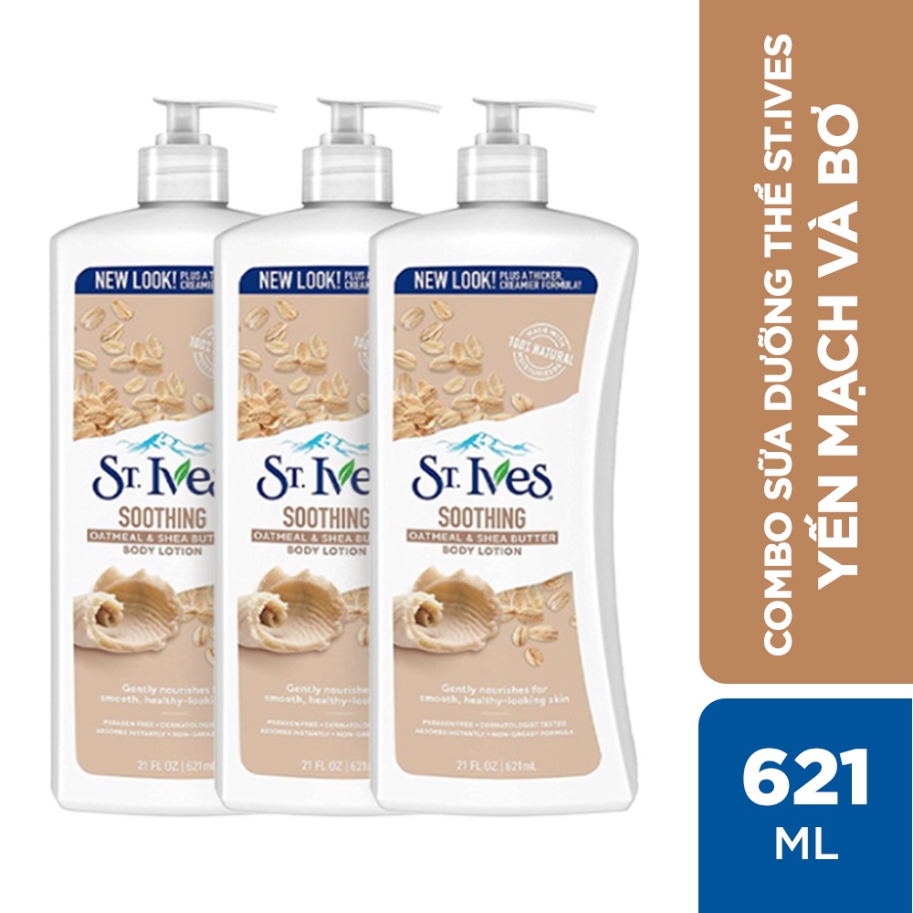 Combo 3 chai Sữa dưỡng thể St.Ives Yến Mạch và Bơ 621ml