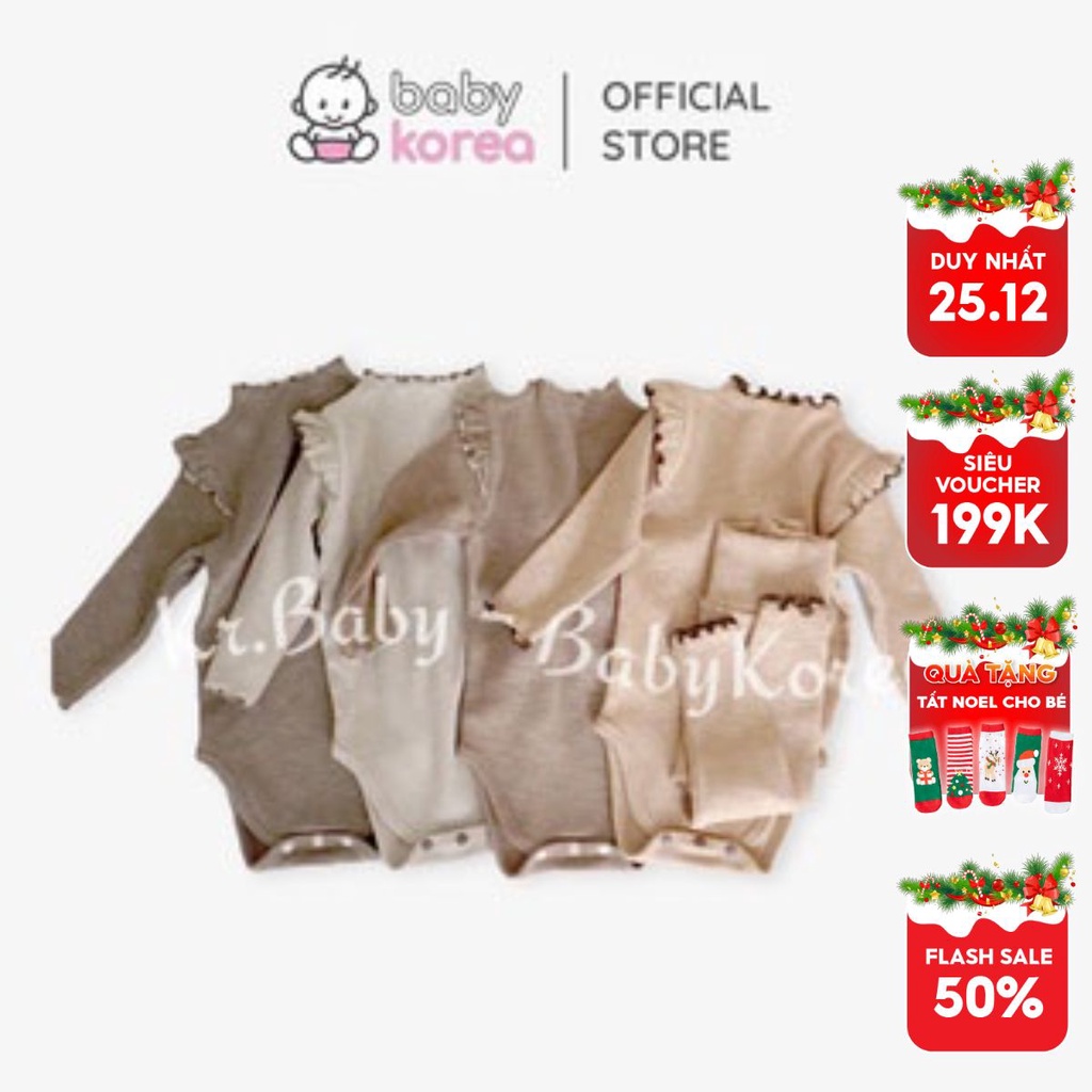 (Chính hãng) Bộ suit dài tay cánh tiên kèm quần cạp5cm cotton gân thu đông Sharon PEEKABOO made in Korea bé gái bánh bèo