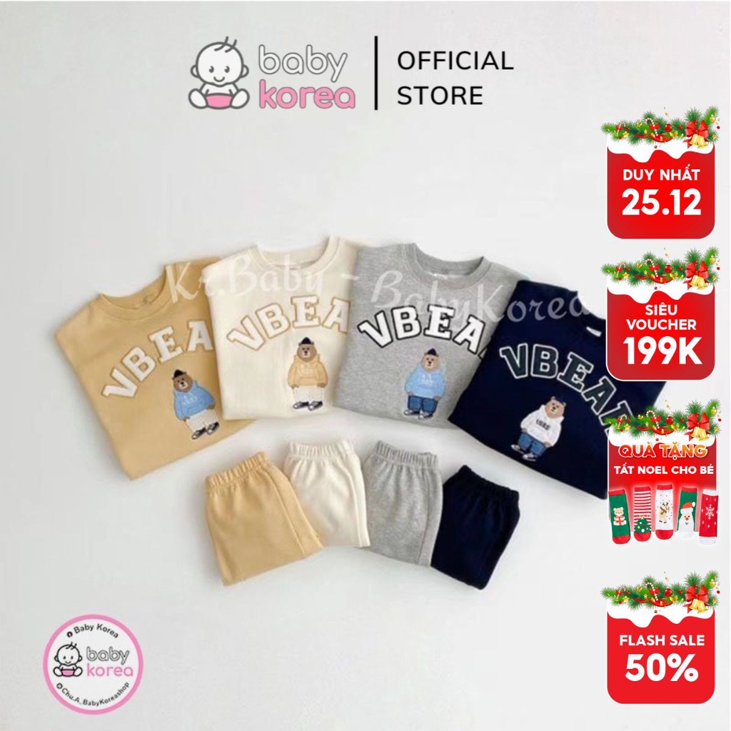 Bộ quần áo thu đông nỉ da cá VBEAR made in Korea VIVID cho bé trai và bé gái thời trang trẻ em BABYKOREA