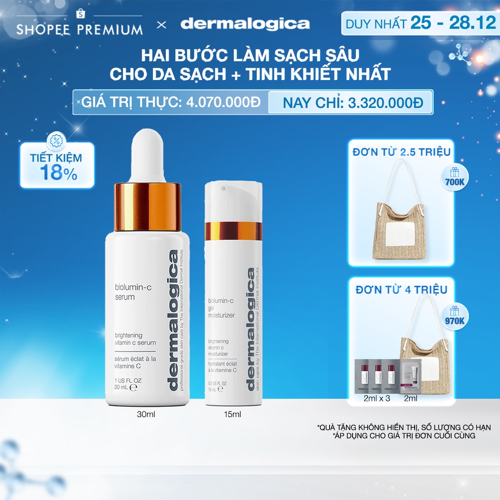 Dermalogica Biolumin C serum 30ml tặng kèm Biolumin C Gel Moisturizer 15ml