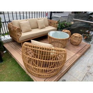 Sofa mây nhựa ngoài trời HEALHOMES