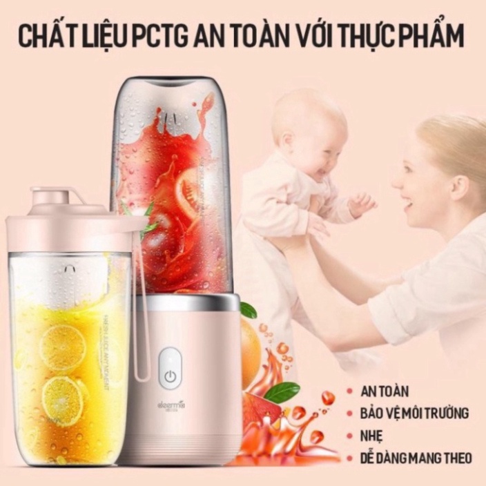 Máy Xay Sinh Tố Cầm Tay Mini - Máy Xay Hoa Qủa Đa Năng Sạc Pin Tích Điện Juicing Cup 300ml ( Tặng 1 Cốc )