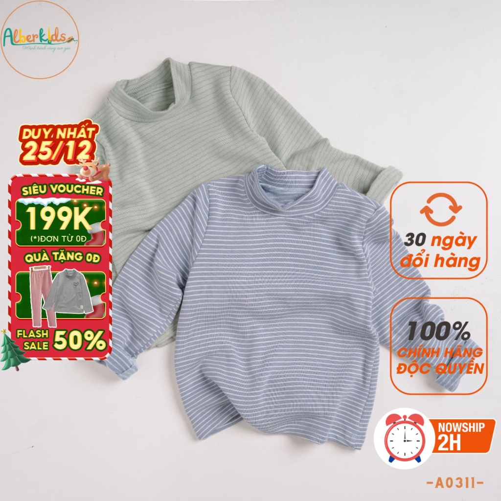 [COMBO 3 Áo] Áo giữ nhiệt cho bé trai, bé gái ALBERKIDS co dãn 4 chiều mềm mại từ 2,3,4,5,6,7,8,9,10 tuổi[A0311]