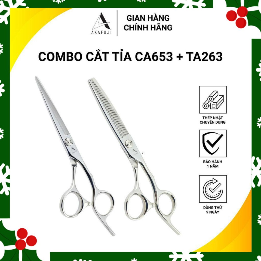 Kéo cắt tóc AKAFUJI lưỡi thẳng CA653, kéo tỉa tóc AKAFUJI TA263