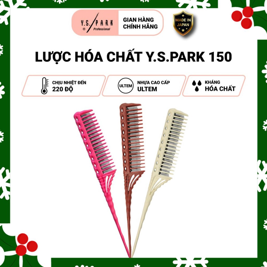 Lược cắt, chia tép tóc nữ Nhật Bản YS PARK đuôi nhọn 3 răng cao cấp YS150 hàng chính hãng