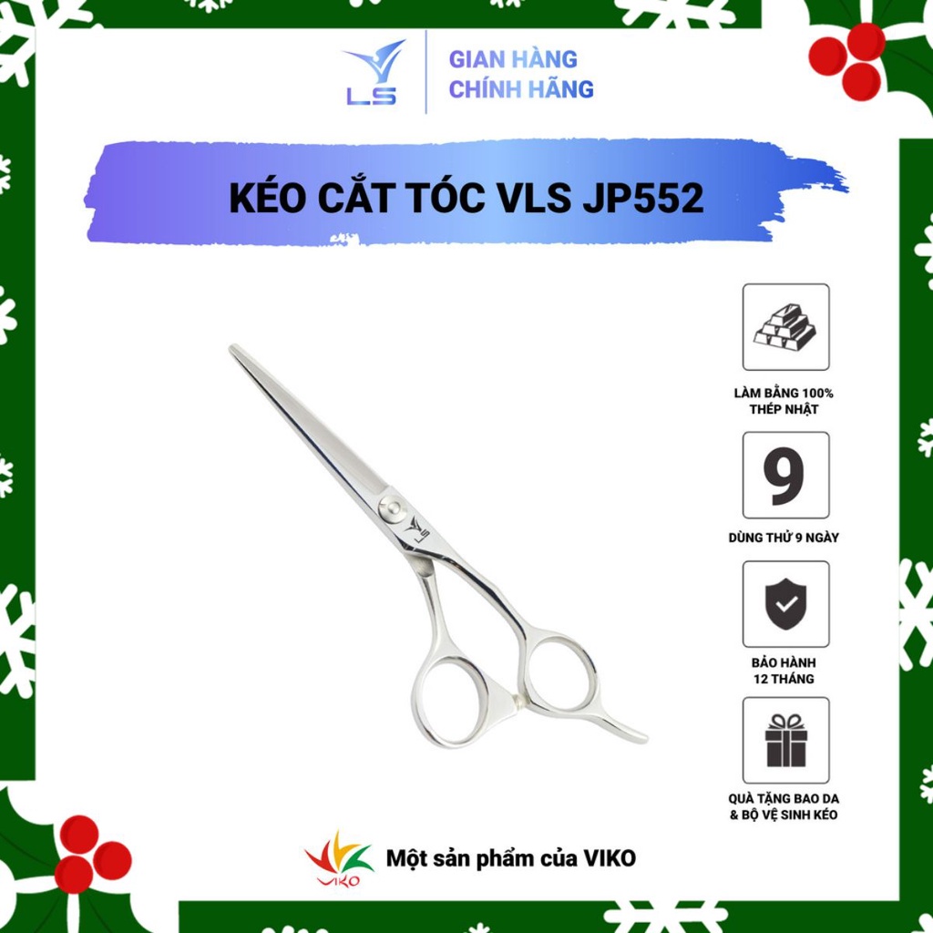 Kéo cắt tóc VLS lưỡi thẳng quai offset vênh đỡ ngón cố định JP552