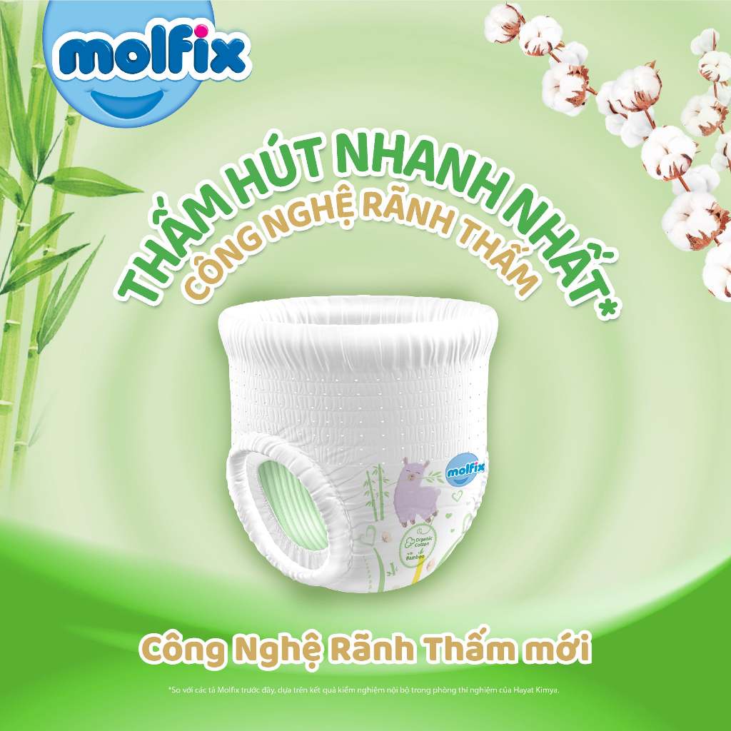 Tã/bỉm quần Molfix Thiên nhiên Super Jumbo L (9kg - 13kg) - Gói 52 miếng