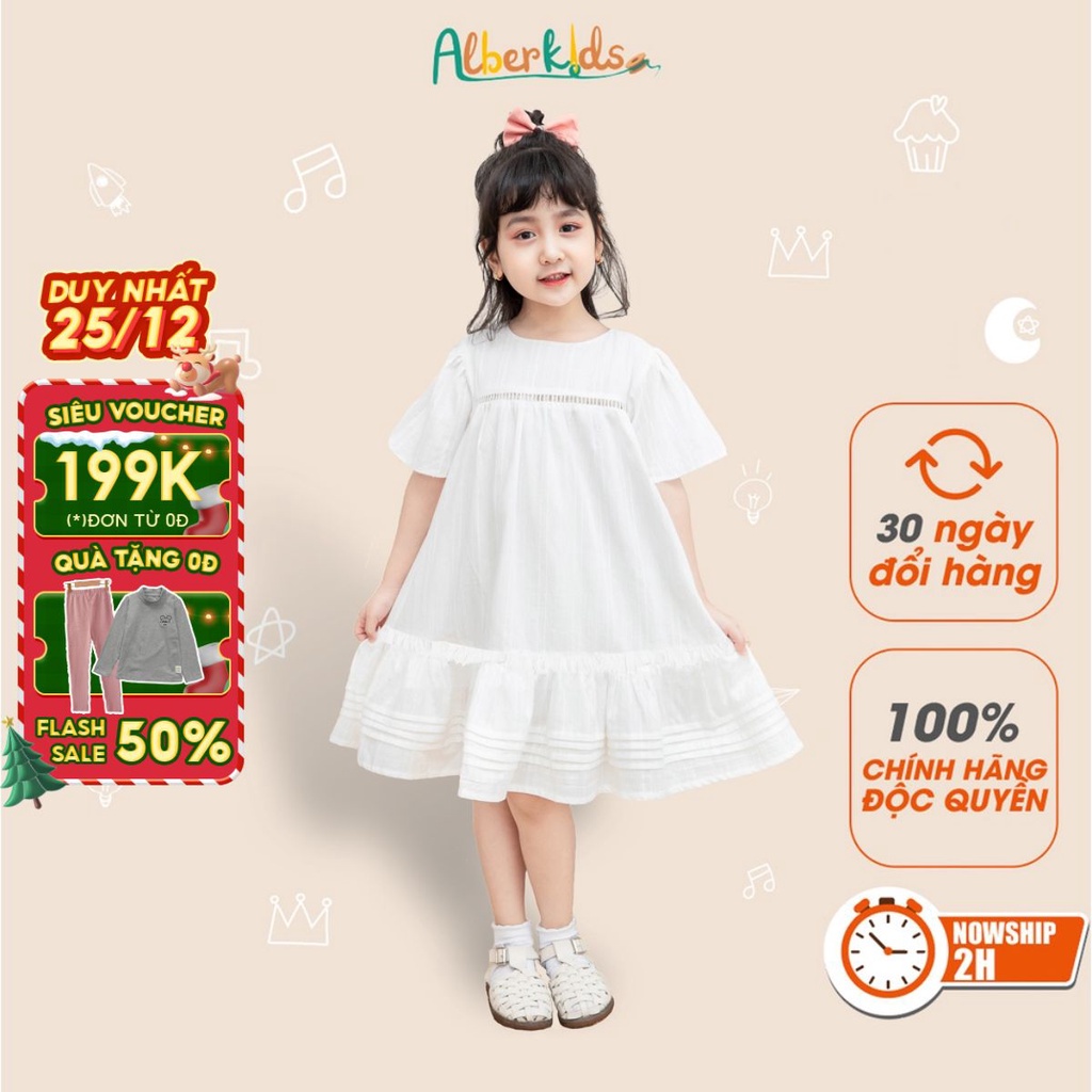 Váy cho bé gái ALBER KIDS công chúa trắng Elsa xinh đẹp Angel Dress cho trẻ em 2,3,4,5,6,7,8,9,10,11,12 tuổi [V14]