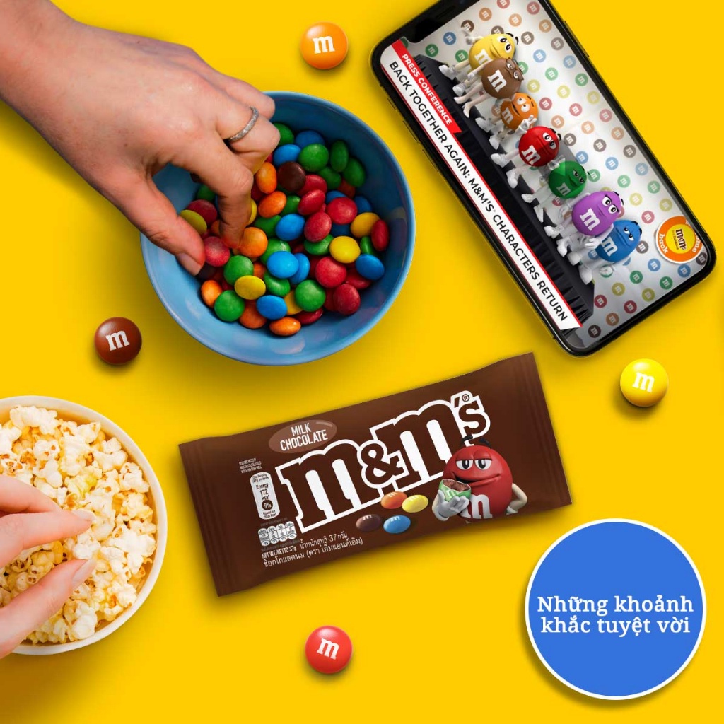 Combo 3 gói Kẹo Sô Cô La Sữa M&M'S 37g