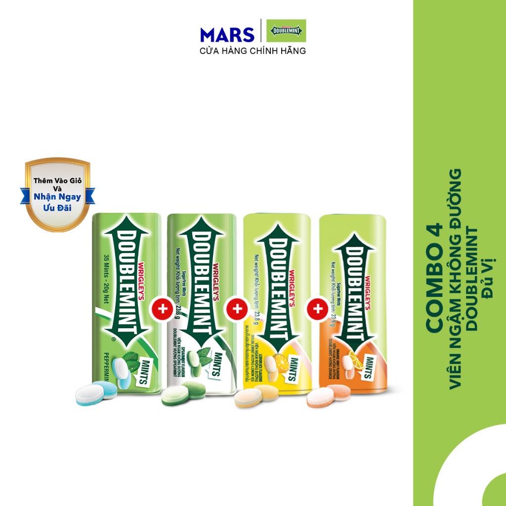 Combo 4 viên ngậm Doublemint đủ vị