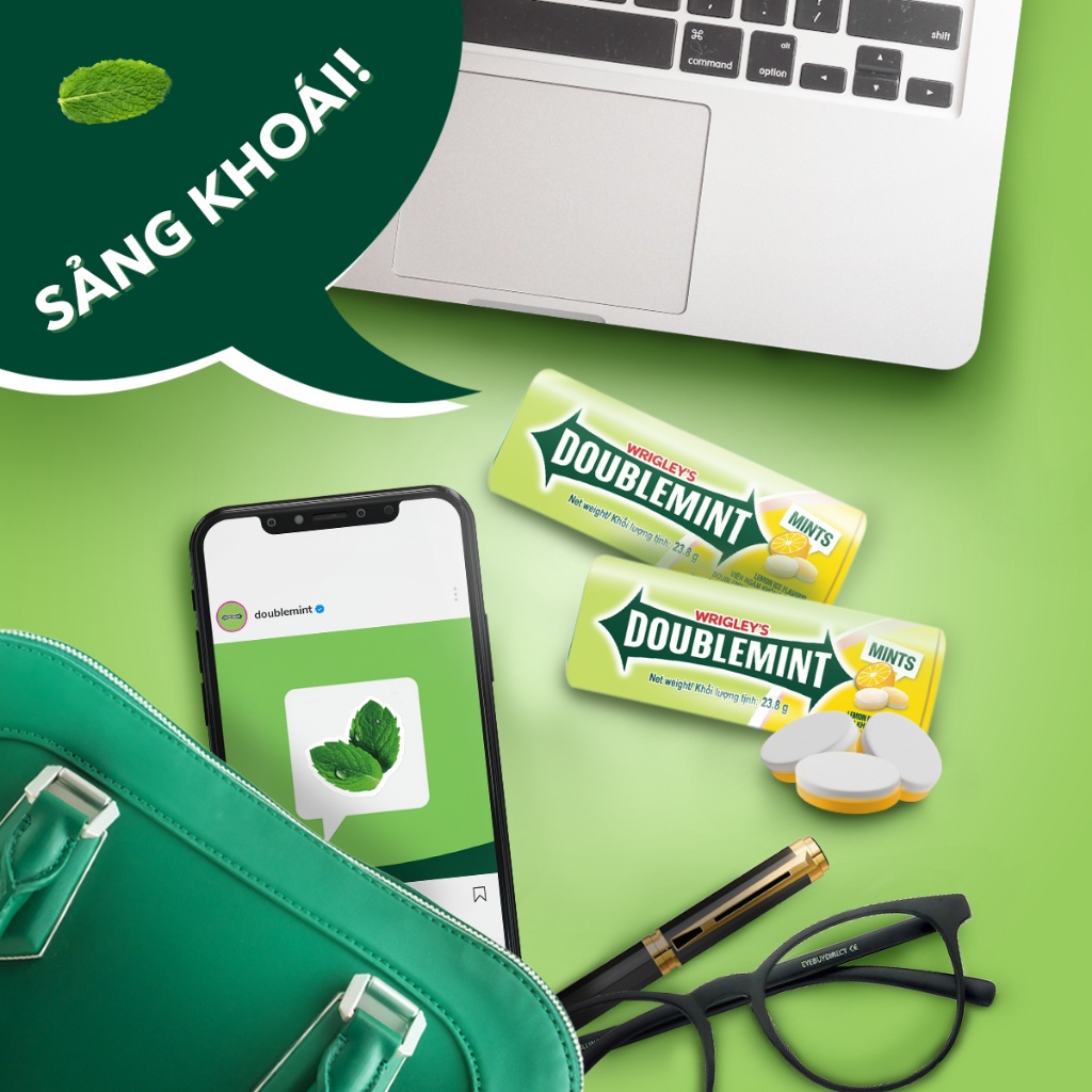 Combo 2 Hộp Viên Ngậm Không Đường Doublemint Hương Chanh 35 viên